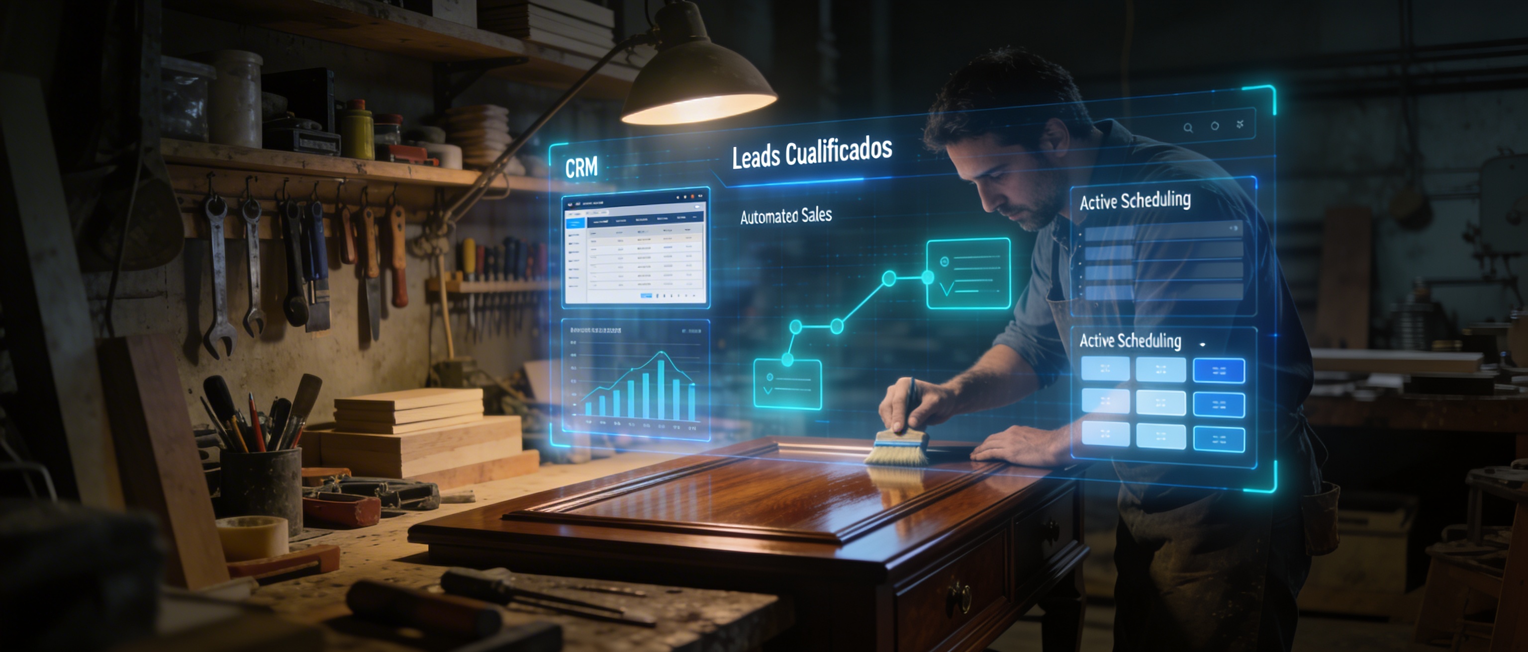 Profesional trabajando mientras su sitio web genera clientes automáticamente